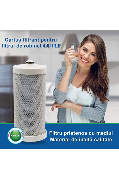 QuTek Cartus filtrant, rezerva, pentru filtru de apa robinet cu afisaj digital,7 straturi filtrare, QUTEK