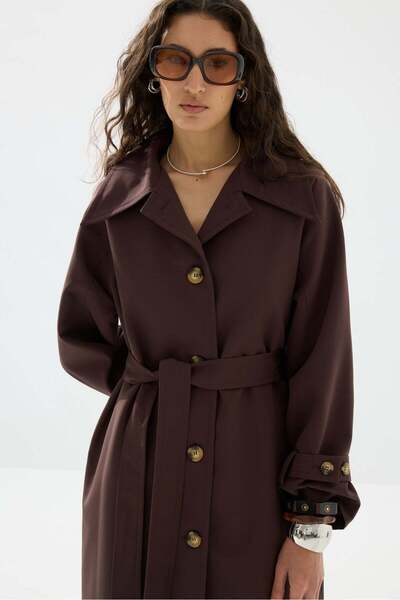 Tailors Room Şal Detaylı Trençkot - Kahverengi