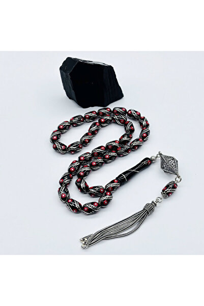 tesbihpasaji Kırmızı Çeşmi Bülbül İşlemeli Erzurum Oltu Taşı Tesbih