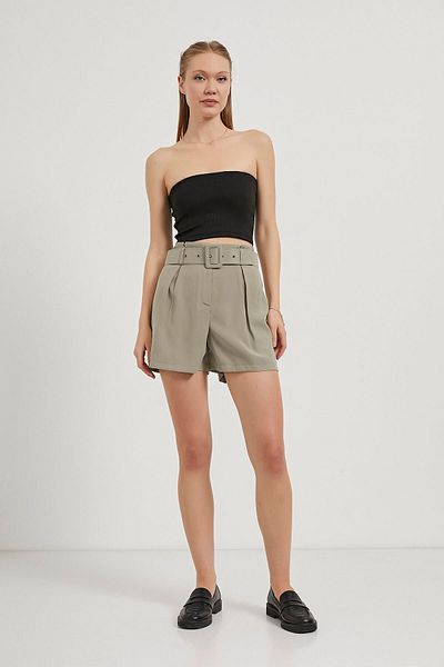 Arma Life Mini pantaloni scurți de vară premium kaki pentru femei, cu centură în talie