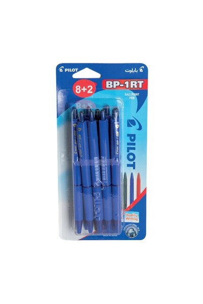 Pilot قلم حبر جاف BP-1RT عبوة من 8 قطع + قطعتين
