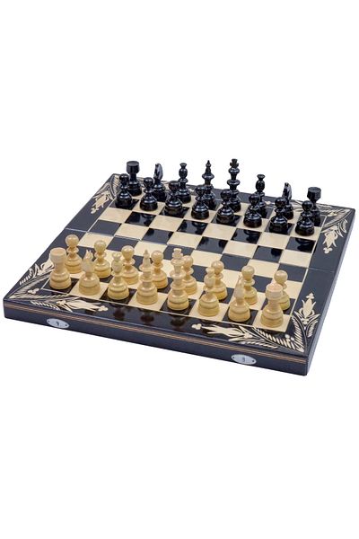 ROmde ROmde™ Wooden Chess and Backgammon Game, 44x44 cm, Black and White