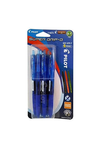 Pilot Super Grip-G Retractable 0.7 mm Ballpoint Pen, Blue, 6 Pcs
