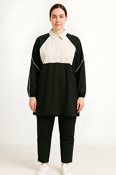 tomıross Aysu Set de pantaloni și cămașă cu guler pentru femei, model Trend, ...