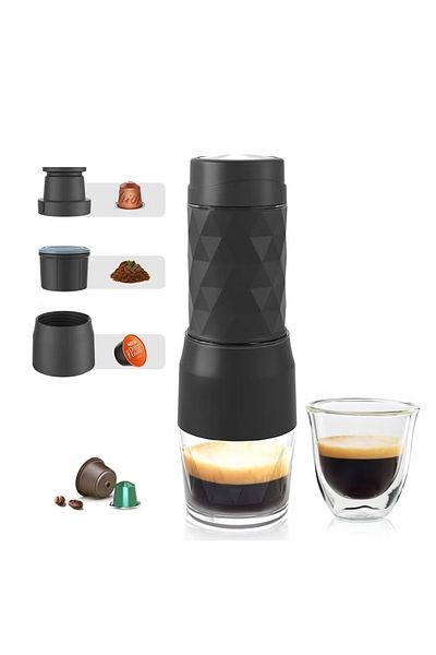 BioloMix New Manual Portable Coffee Maker, 18Bar Espresso Machine, for Coffee Brew And Milk Foamer (Black)