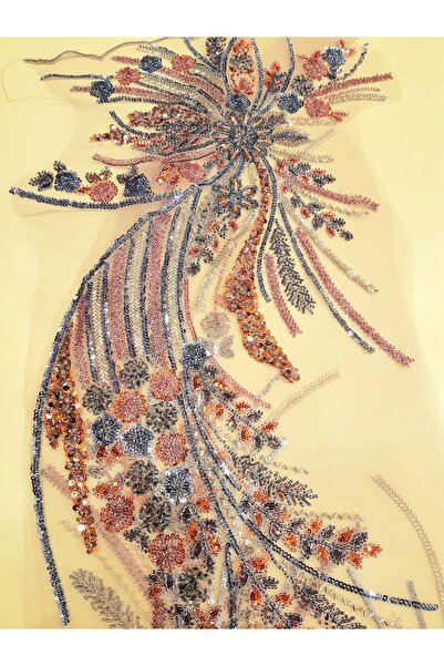 Safir Kumaş Işıl ışıl Rengarenk İşlemeli Beden Apliği (30 a 130 cm) 1 Adet