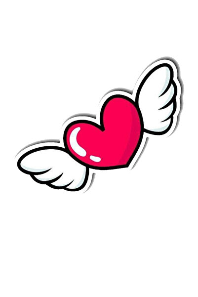 MegaSticker Melek kanatlı kalp Sticker Araba, Motorsiklet, Kask, Laptop, Cam ...