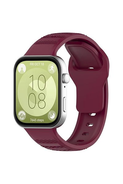 REDz Accessories Curea cu textură punctată, sport, Huawei Watch Fit 3, reglabilă, silicon moale, vișinie