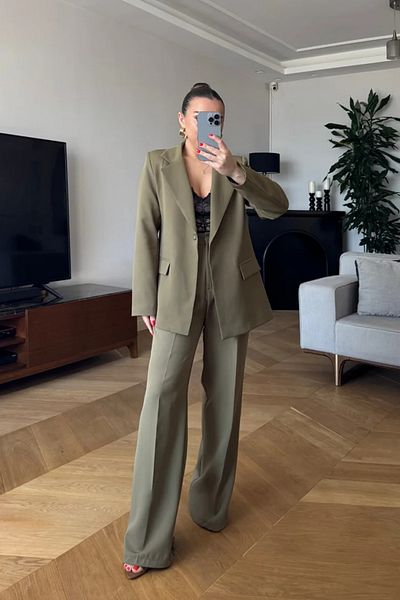 Tuba Butik Single Button Women's Jacket