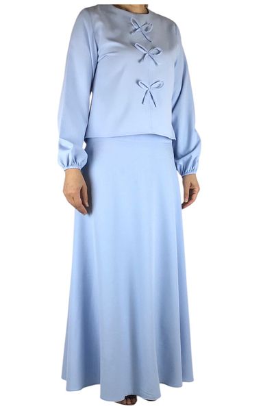 ECE GİYİM Women's Sports Front Ribbon Model Kolağzi Elastic Skirt Side Zippered Skirt Mevlana Model Double Set