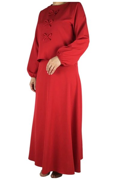 ECE GİYİM Women's Sports Front Ribbon Model Kolağzi Elastic Skirt Side Zippered Skirt Mevlana Model Double Set