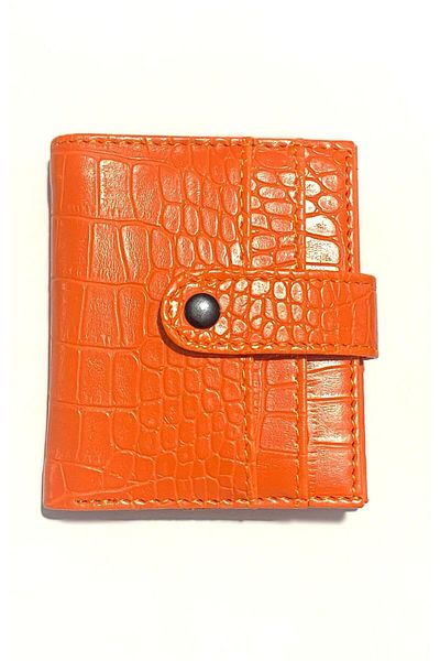 Raneel Kazançlı Alışveriş Leather Look Compartment Card Holder Wallet Orange