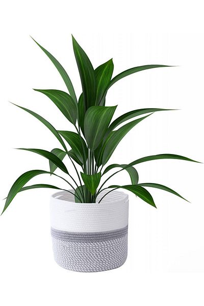 Colmanda planter basket, cotton, white/grey, 28 x 28 cm