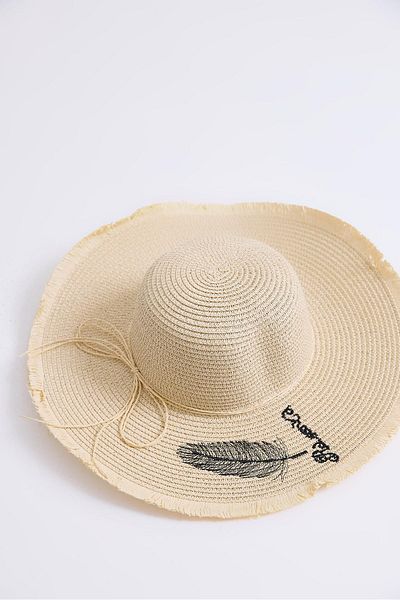 Raneel Kazançlı Alışveriş Large Brim Straw Women's Beach Pool Garden Hat Beige