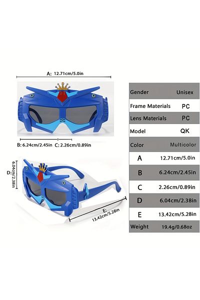 GlassySKY 1 Piece Children's Robot Sunglasses, Party Holiday Travel Photo Accessory Birthday Gift