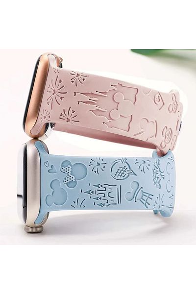 REDz Accessories Disney Castle Strap for Apple Watch, Adjustable, Silicone, Pink - 44/45/46/49 mm