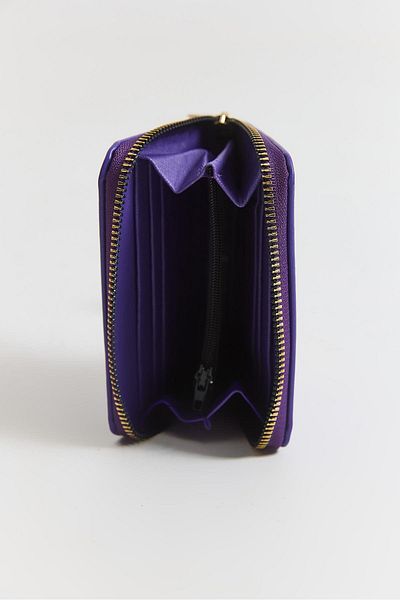 Raneel Kazançlı Alışveriş Text Embossed Zippered Mini Wallet Purple