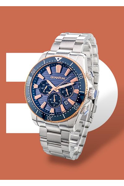 Quantum Original Functions Active 10 Atm Waterproof Steel Band Men's Wristwatch