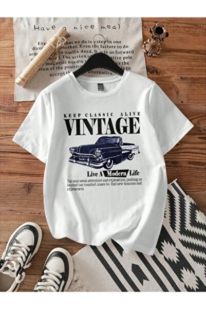 COMANCHERO Tricou cu mânecă scurtă, cu gât rotund, cu imprimeu auto vintage, ...