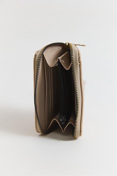 Raneel Kazançlı Alışveriş Text Embossed Zippered Mini Wallet Mink