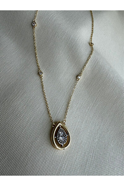 bijux by mrv سلسلة خاصة نموذج قطرة قلادة حجر مزدوج اللون