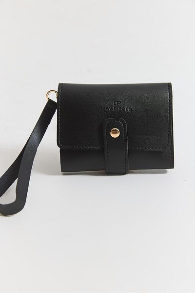 Raneel Kazançlı Alışveriş Multi-Eye Mini Wallet with Snap Closure Black