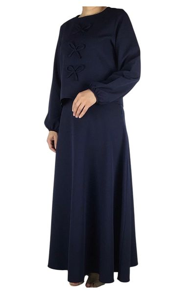 ECE GİYİM Women's Sports Front Ribbon Model Kolağzi Elastic Skirt Side Zippered Skirt Mevlana Model Double Set