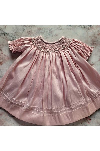 Baby Nino Amalia Rose Girls' Below-the-Knee Dress Set with Embroidered Chest Embroidering, 4 Years