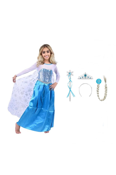 Depox Set rochie Elsa Frozen și trei accesorii, 3-5 ani, Carnaval