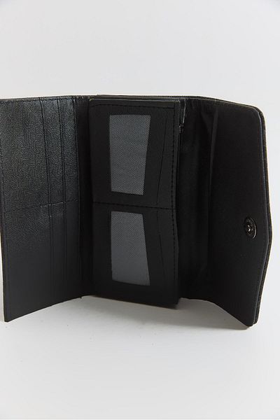 Raneel Kazançlı Alışveriş Baklava Pattern Printed Large Size Wallet with Cover Black