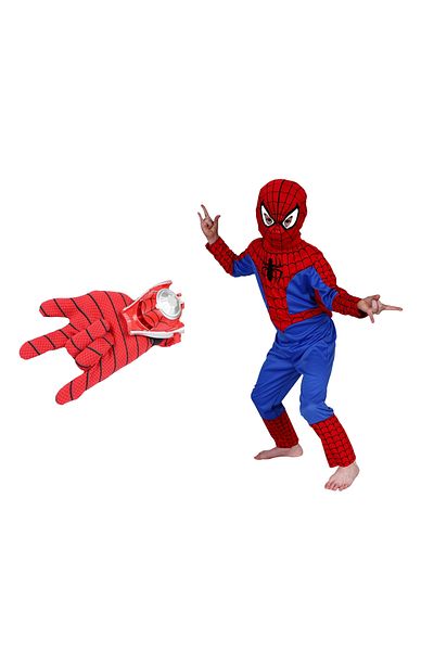 Depox Classic Spiderman costume and glove with launcher set, 7-9 years, 120-130 cm