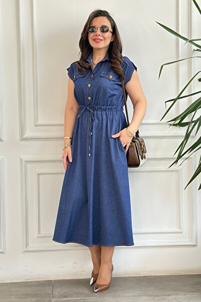 Yağmur Butik فستان بفتحة على الكتف وخصر مطاطي