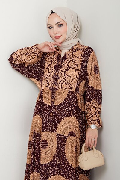 InStyle Φόρεμα με μοτίβο Mandala μπορντό βισκόζη