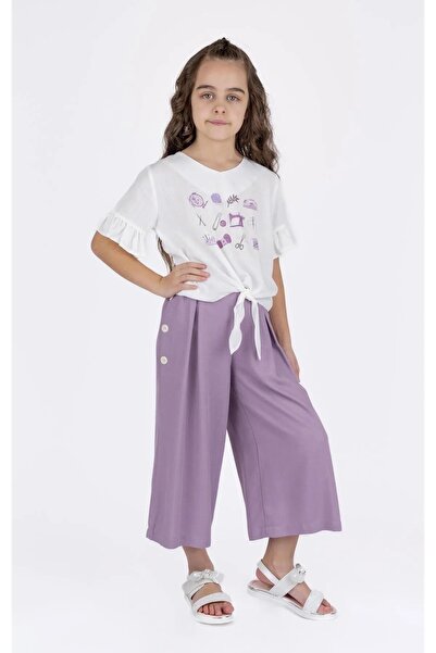 best kids Дівчача блузка з принтом екрю, що зав'язується на талії