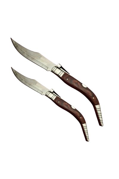 Depox Set cuțite de vânătoare 38 cm și 50 cm, lamă din oțel inoxidabil, cricket, maro