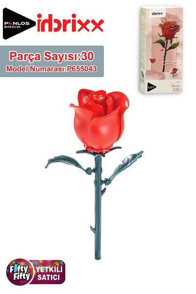 Vagonlife Panlos Inbrixx Series Decorative and Collectible Rose Flower Model 30 Piece Building Set -Ffpp655043