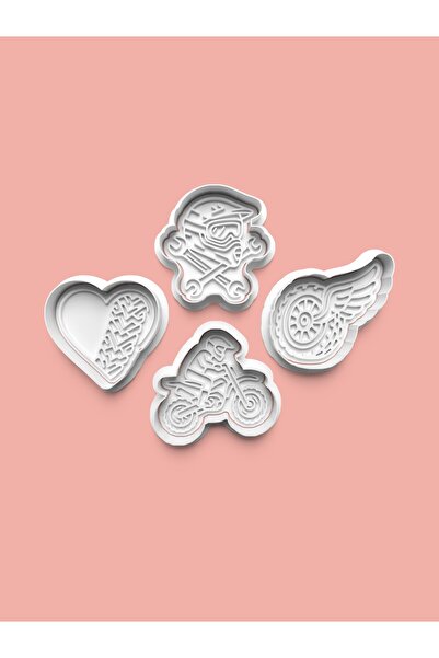 AKTASTORE قالب كوكيز سباق الطرق الوعرة وقالب عجينة السكر، مجموعة من 4 قطع 087...