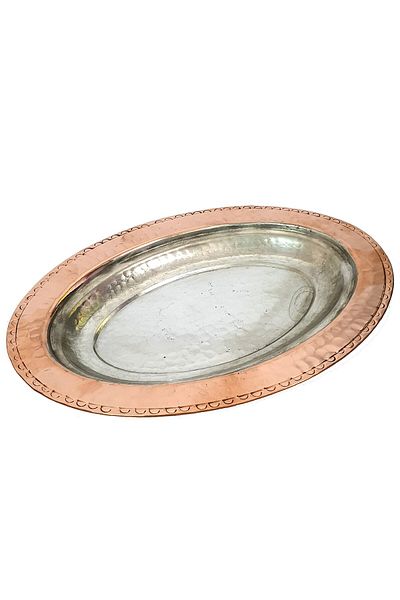 OEM Handmade oval copper tray diameter 30 cm CTR44