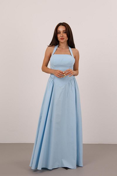 FACETTE Rochie lungă albastră pentru damă