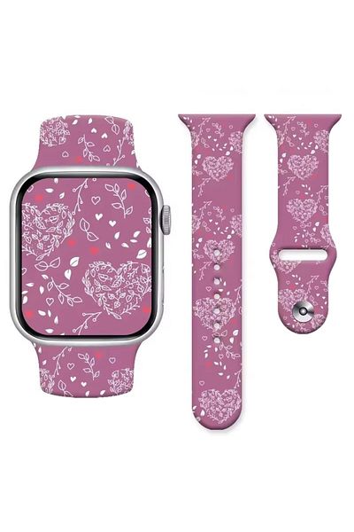REDz Accessories Love Leaf Strap for Apple Watch, Cartoon Print, Sport, Silicone, Purple - 44/45/46/49 mm