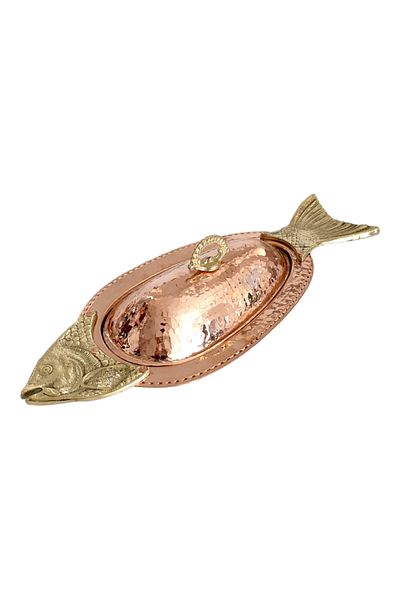 OEM Oval copper tray with lid diameter 41 cm fish CTR50