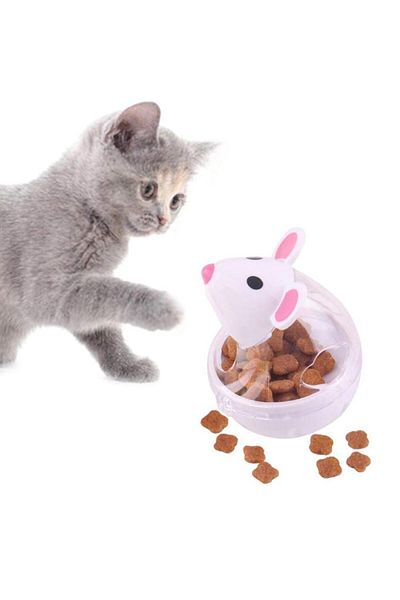 Nonbranded Interactive toy-type feeder, slow food release for cats or other pets - WHITE