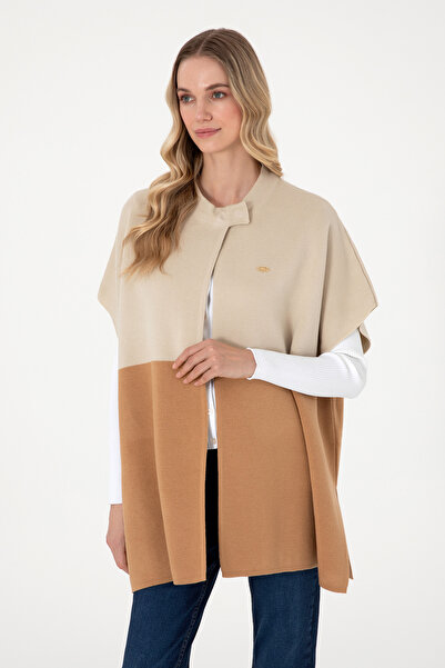 U.S. Polo Assn. Women's Stone Knitwear Poncho 50293013-Vr049