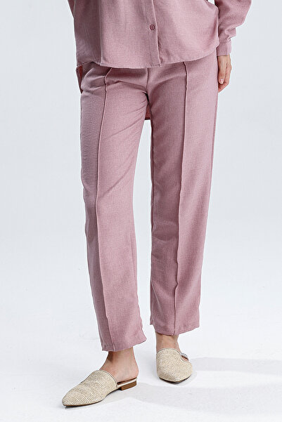 Sienza Γυναικείο λινό παντελόνι Flam – Ελαστικό ψηλόμεσο άνετο κομμένο καλοκαίρι oversized