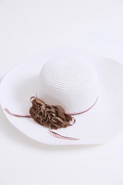 Raneel Kazançlı Alışveriş Straw Women's Beach Pool Garden Hat with Accessories White