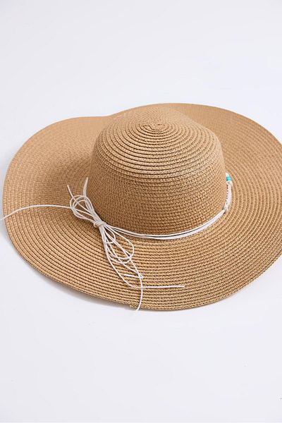 Raneel Kazançlı Alışveriş Large Brim Straw Beach Pool Hat Mink