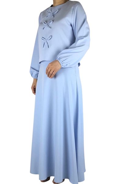 ECE GİYİM Women's Sports Front Ribbon Model Kolağzi Elastic Skirt Side Zippered Skirt Mevlana Model Double Set