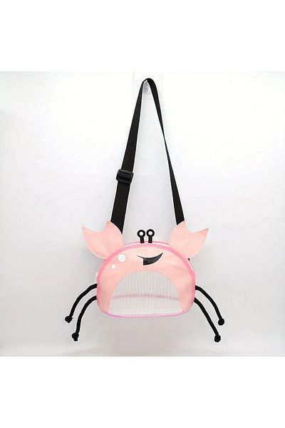 GlassySKY Children's Beach Toy Bag with Mesh Zipper and Crab Figure, Beach Toy, Holiday Sea Beach Bag