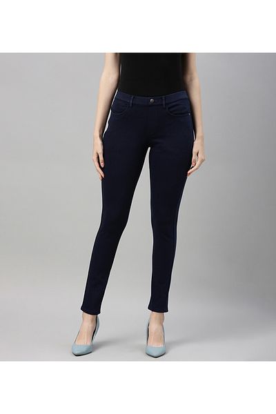 Go Colors Women's Solid Navy Super Stretch Jeggings