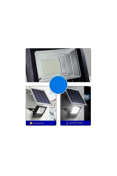 eMazing Proiector solar de exterior, eMazing, 150W, 248 LED-uri, IP67, temporizator, telecomandă, lumină rece, 22x27 cm